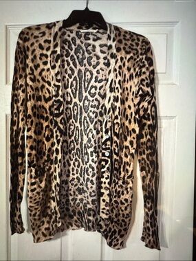 Ellison Leopard Print Cardigan Sweater - Brown Black